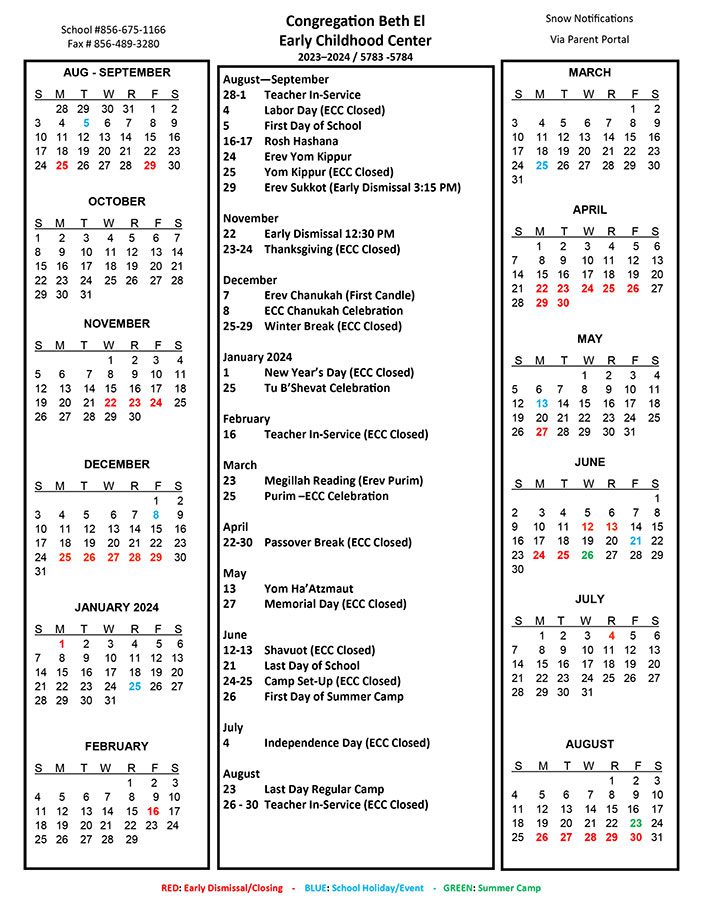 Calendar Congregation Beth El